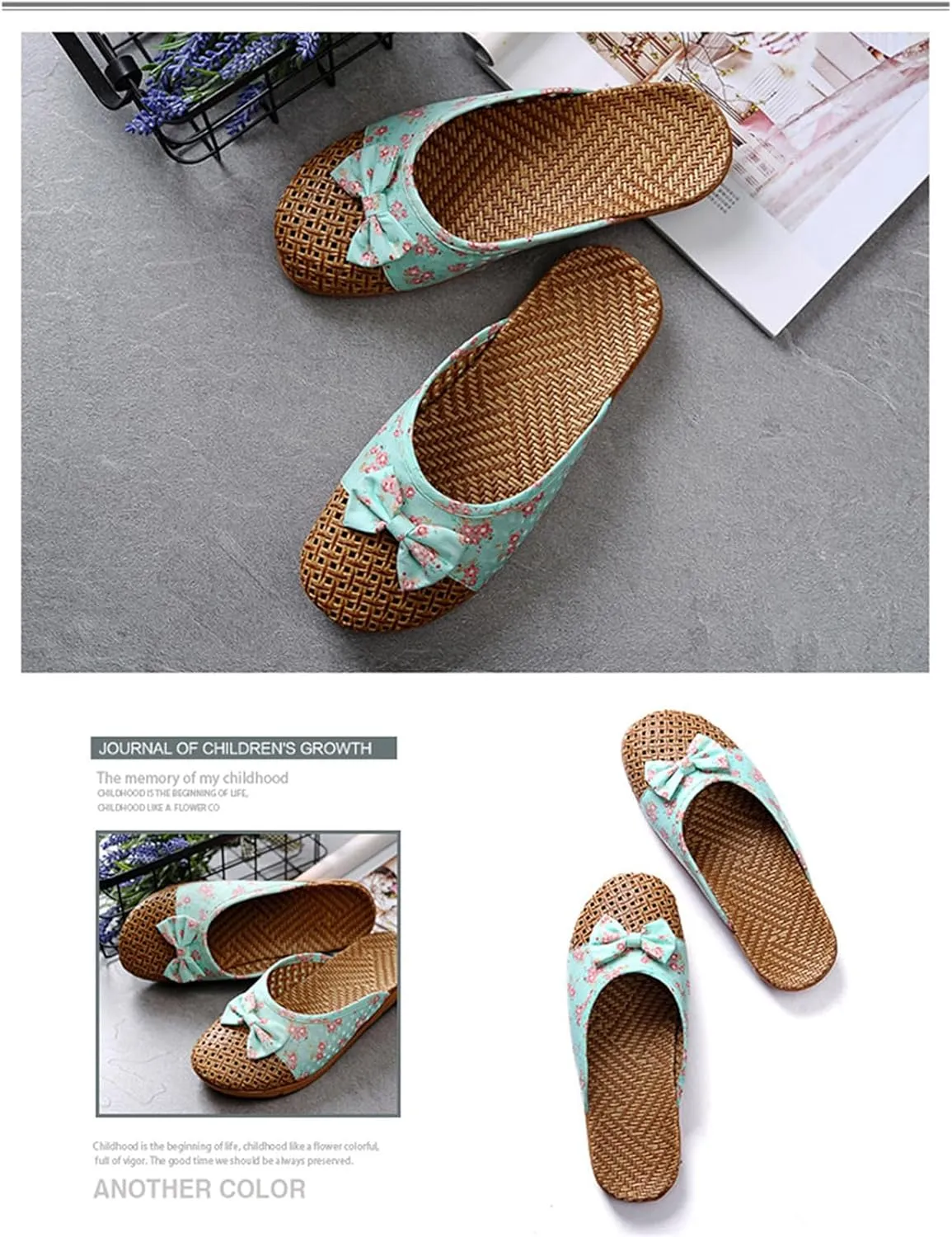 Slide Sandals for Women 2025 Comfortable Vine Grass Woven Slippers Closed Toe Home Slippers Anti Slip Grass Mat Sandals Bohemian Breathable Vacation Shoes
