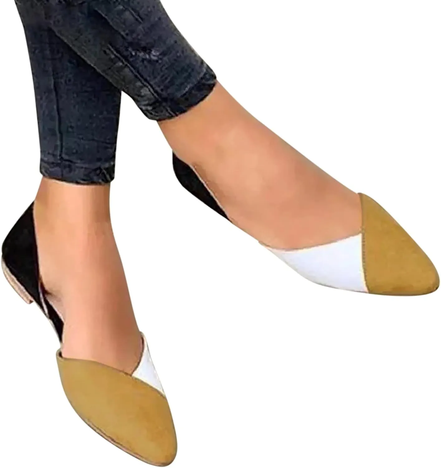 Suede Flat Shoes for Women Comfort Slip On Loafers Pointed Toe Ballet Flats Shoes Casual Dress Shoe Nude Flats