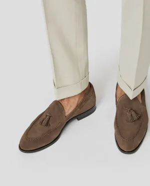 Taupe Suede Goodyear Tassel Loafers