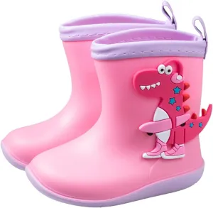 Toddler Boys Girls Dinosaur Rain Boots Cute artoon Animals Soft Pull On Non Slip Rubber Boys Rubber Boots Size 8