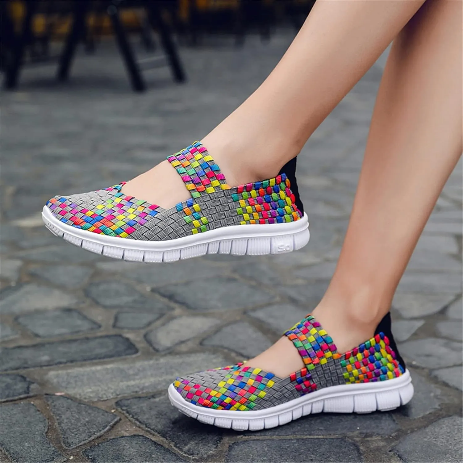 Veroders Women's Elastic Sport Sandals - Hiking Sandals Woven Elastic Walking Sandals Slip on Lightweight Sneakers