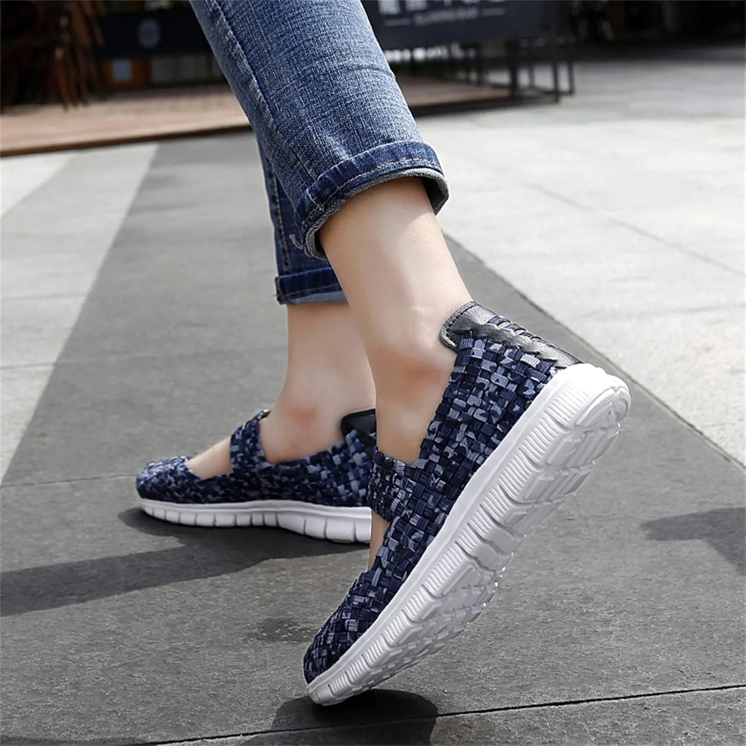 Veroders Women's Elastic Sport Sandals - Hiking Sandals Woven Elastic Walking Sandals Slip on Lightweight Sneakers