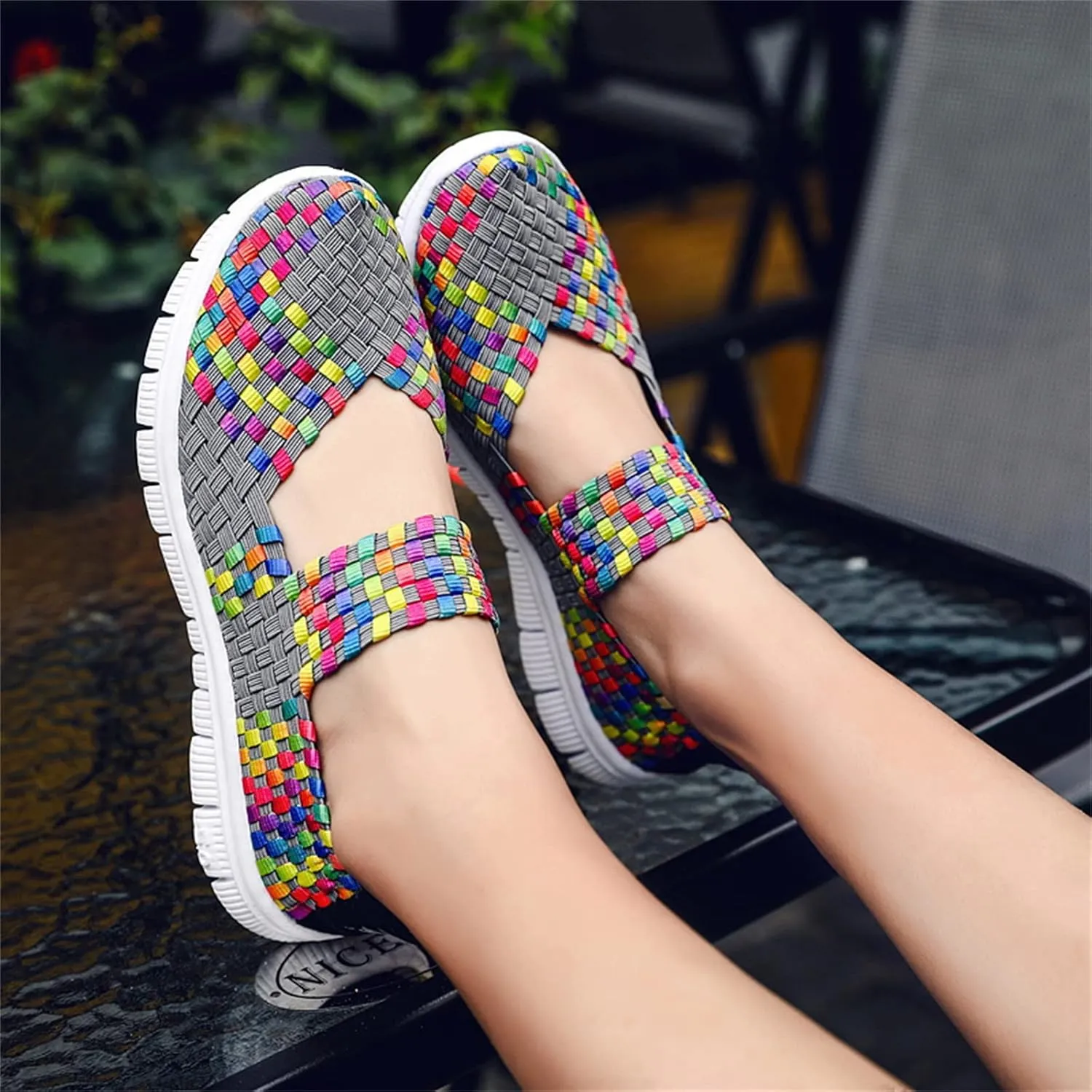 Veroders Women's Elastic Sport Sandals - Hiking Sandals Woven Elastic Walking Sandals Slip on Lightweight Sneakers