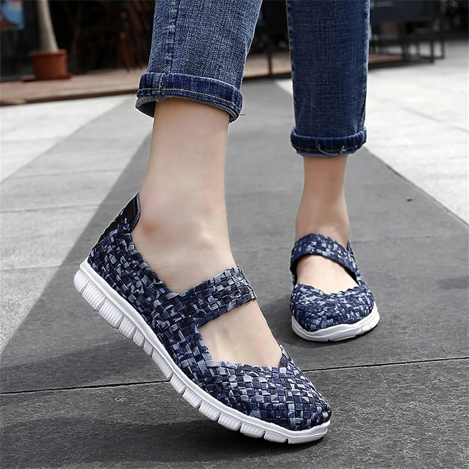 Veroders Women's Elastic Sport Sandals - Hiking Sandals Woven Elastic Walking Sandals Slip on Lightweight Sneakers