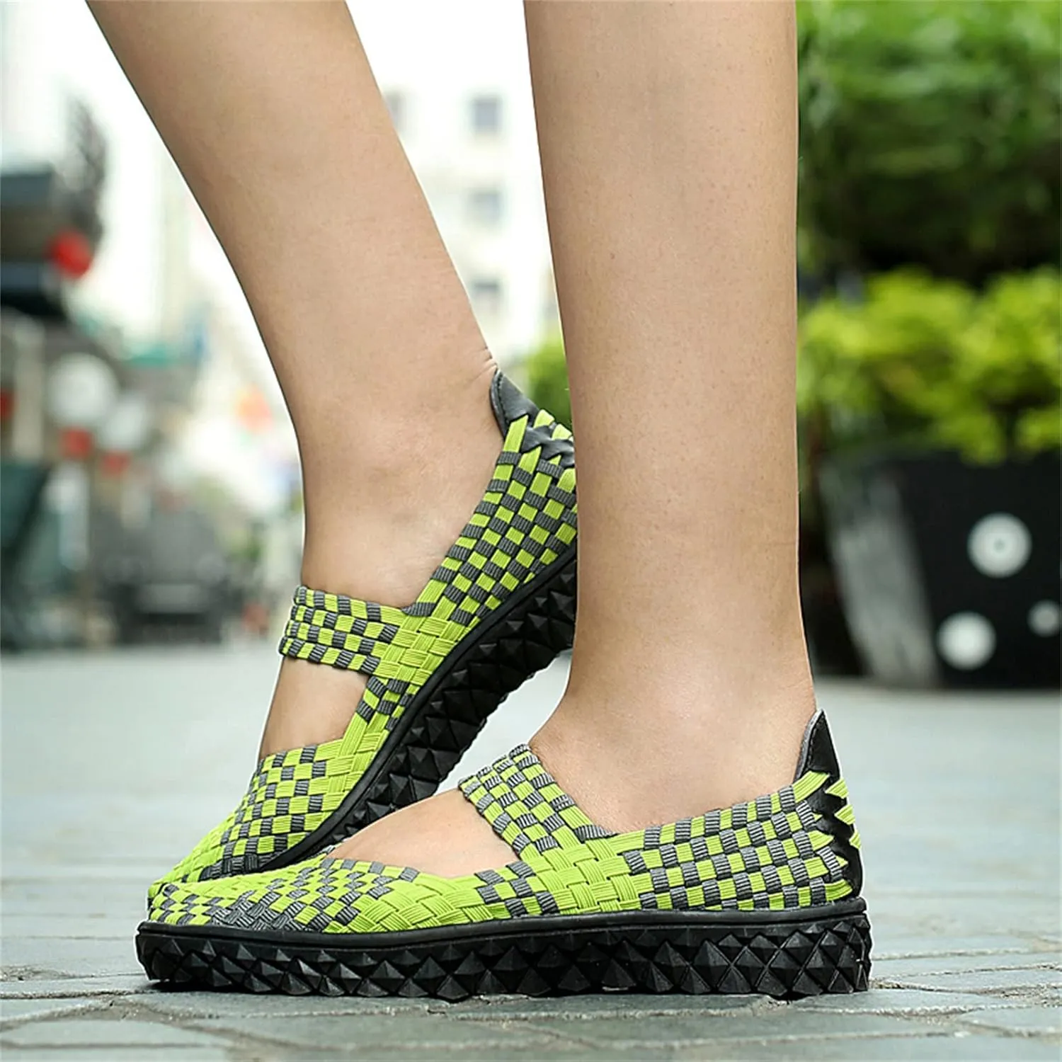 Veroders Women's Elastic Sport Sandals - Hiking Sandals Woven Elastic Walking Sandals Slip on Lightweight Sneakers