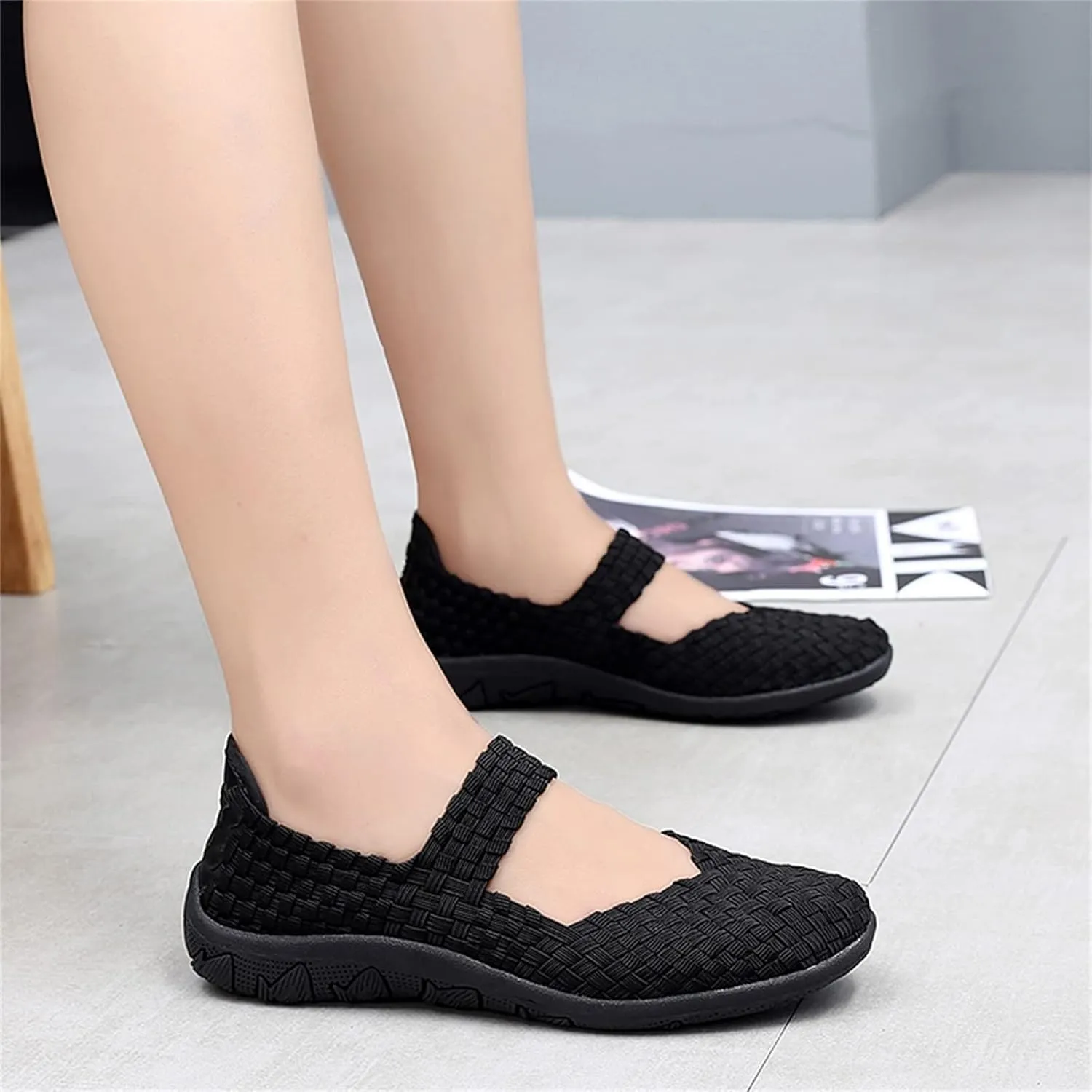 Veroders Women's Elastic Sport Sandals - Hiking Sandals Woven Elastic Walking Sandals Slip on Lightweight Sneakers
