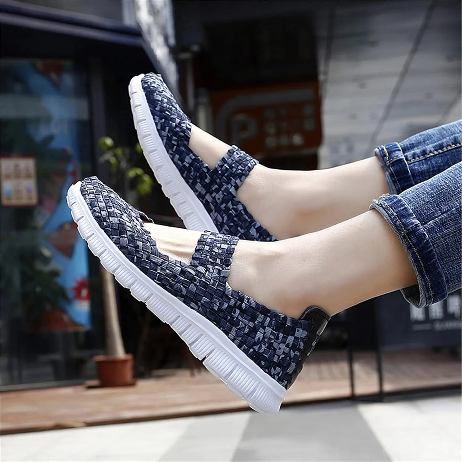 Veroders Women's Elastic Sport Sandals - Hiking Sandals Woven Elastic Walking Sandals Slip on Lightweight Sneakers