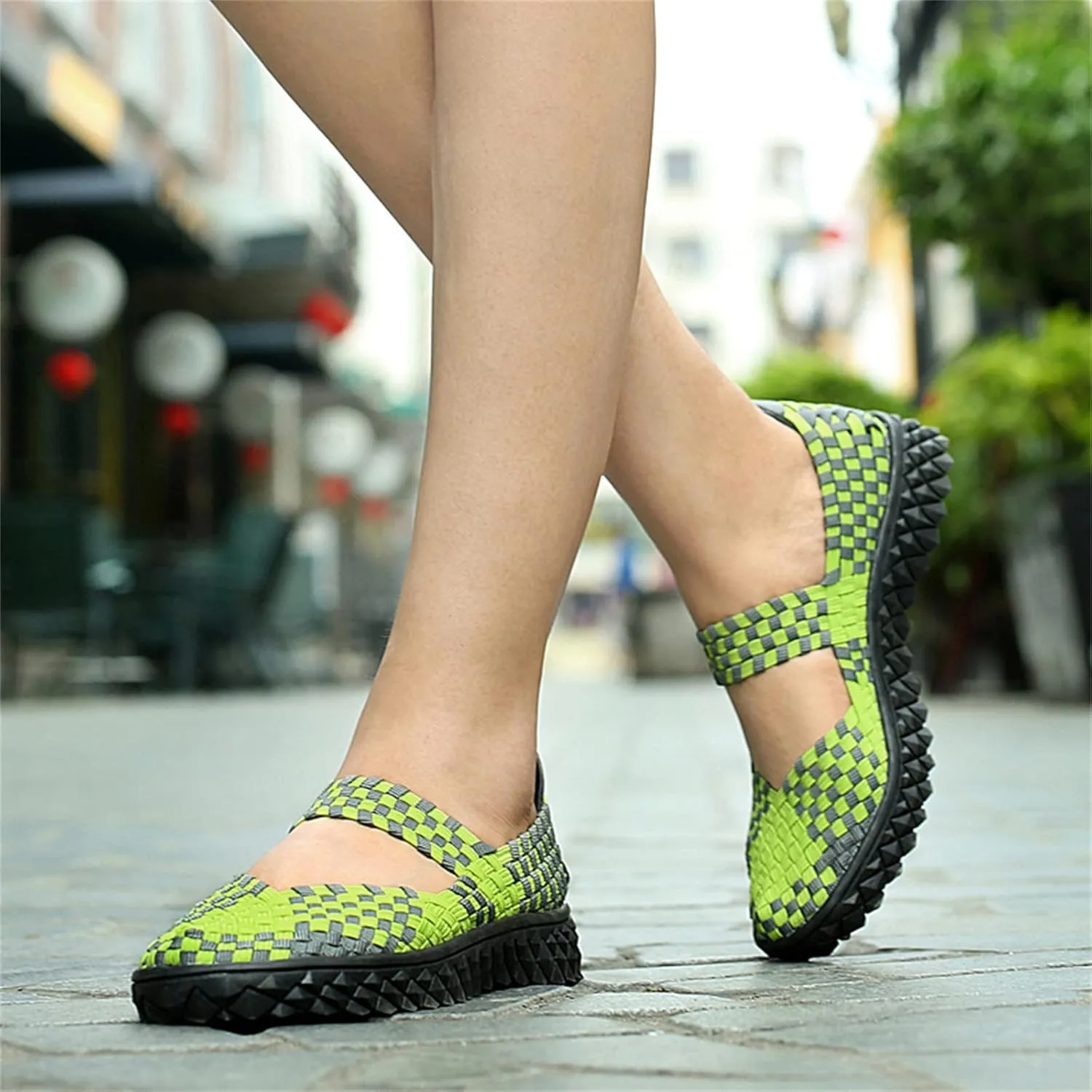 Veroders Women's Elastic Sport Sandals - Hiking Sandals Woven Elastic Walking Sandals Slip on Lightweight Sneakers