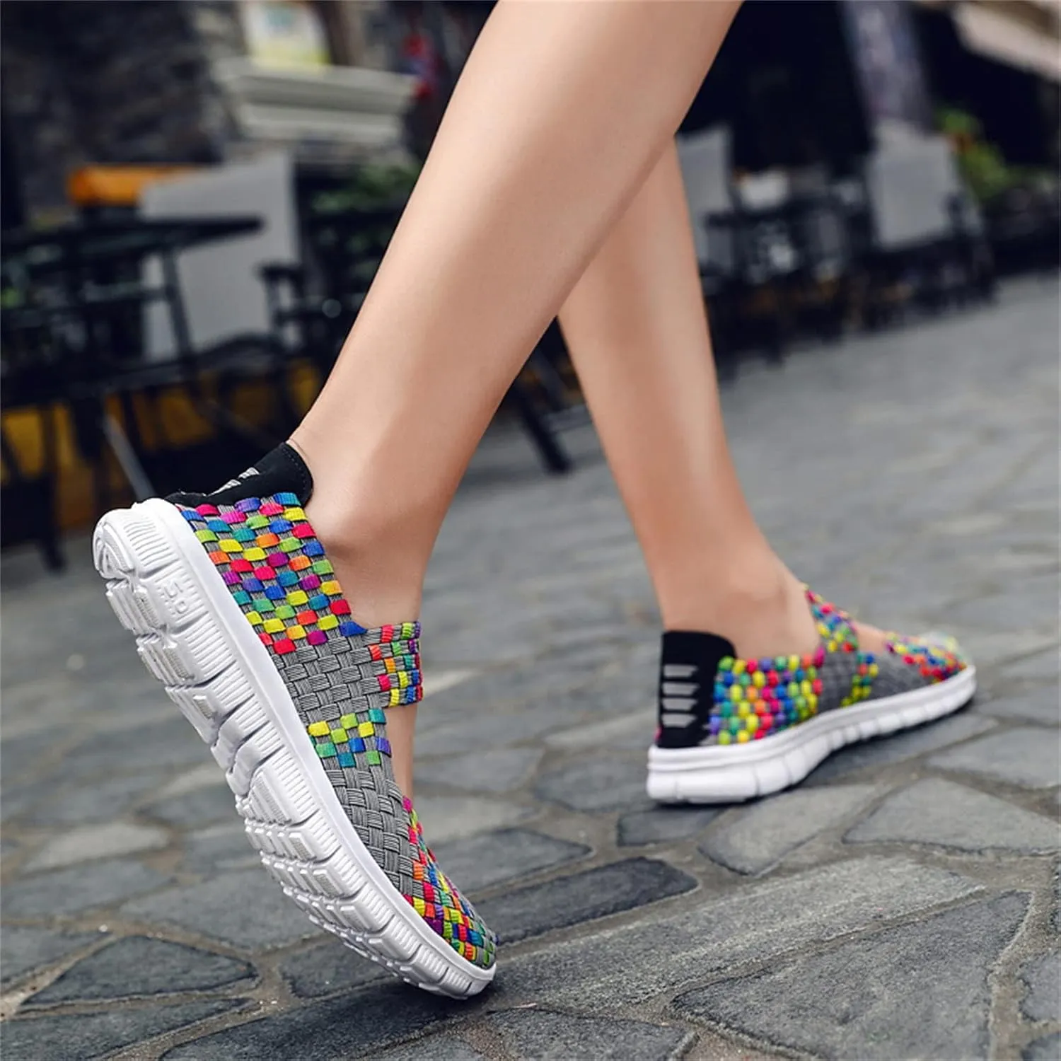 Veroders Women's Elastic Sport Sandals - Hiking Sandals Woven Elastic Walking Sandals Slip on Lightweight Sneakers