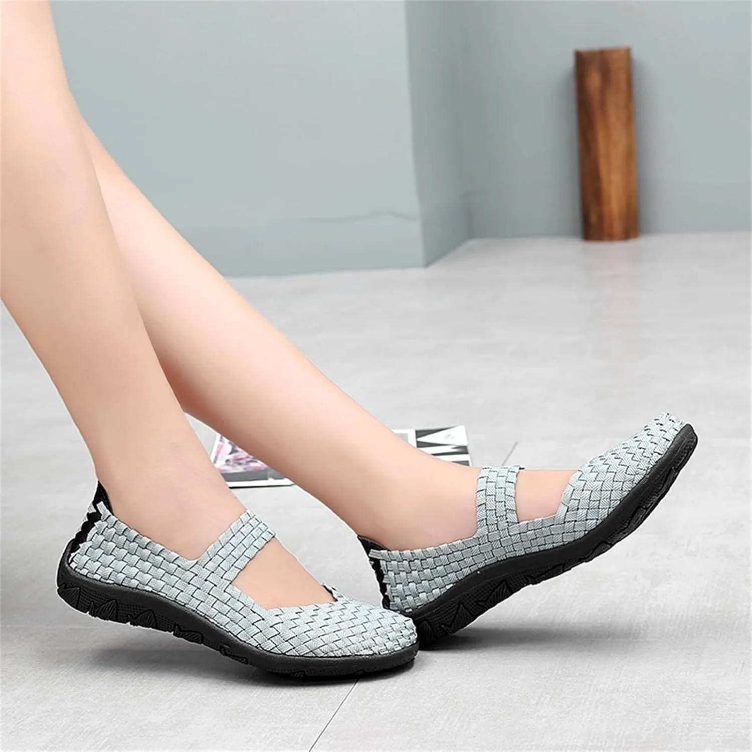 Veroders Women's Elastic Sport Sandals - Hiking Sandals Woven Elastic Walking Sandals Slip on Lightweight Sneakers