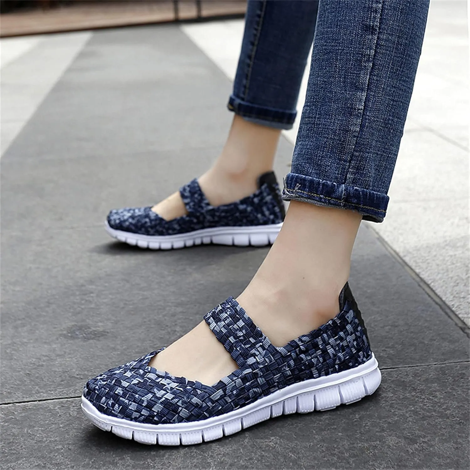 Veroders Women's Elastic Sport Sandals - Hiking Sandals Woven Elastic Walking Sandals Slip on Lightweight Sneakers