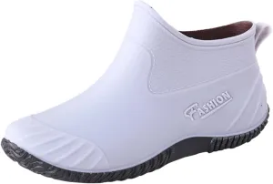 Waterproof Rain Boots Women Mens Grounded Footwear Ruffle Ankle Booties Slip On Barefoot Shoes Mid Calf Rain Boots for Women,Waterproof Garden Knee High Boots