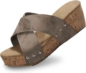 Wedge Sandals for Women 2025 Platform High Heels Summer Shoes Soft Arch Support Sandal Open Toe Slip on Sandals Ladies Summer Beach Casual Dressy Shoes Ankle Strap Espadrilles Ladies Wedges 2025