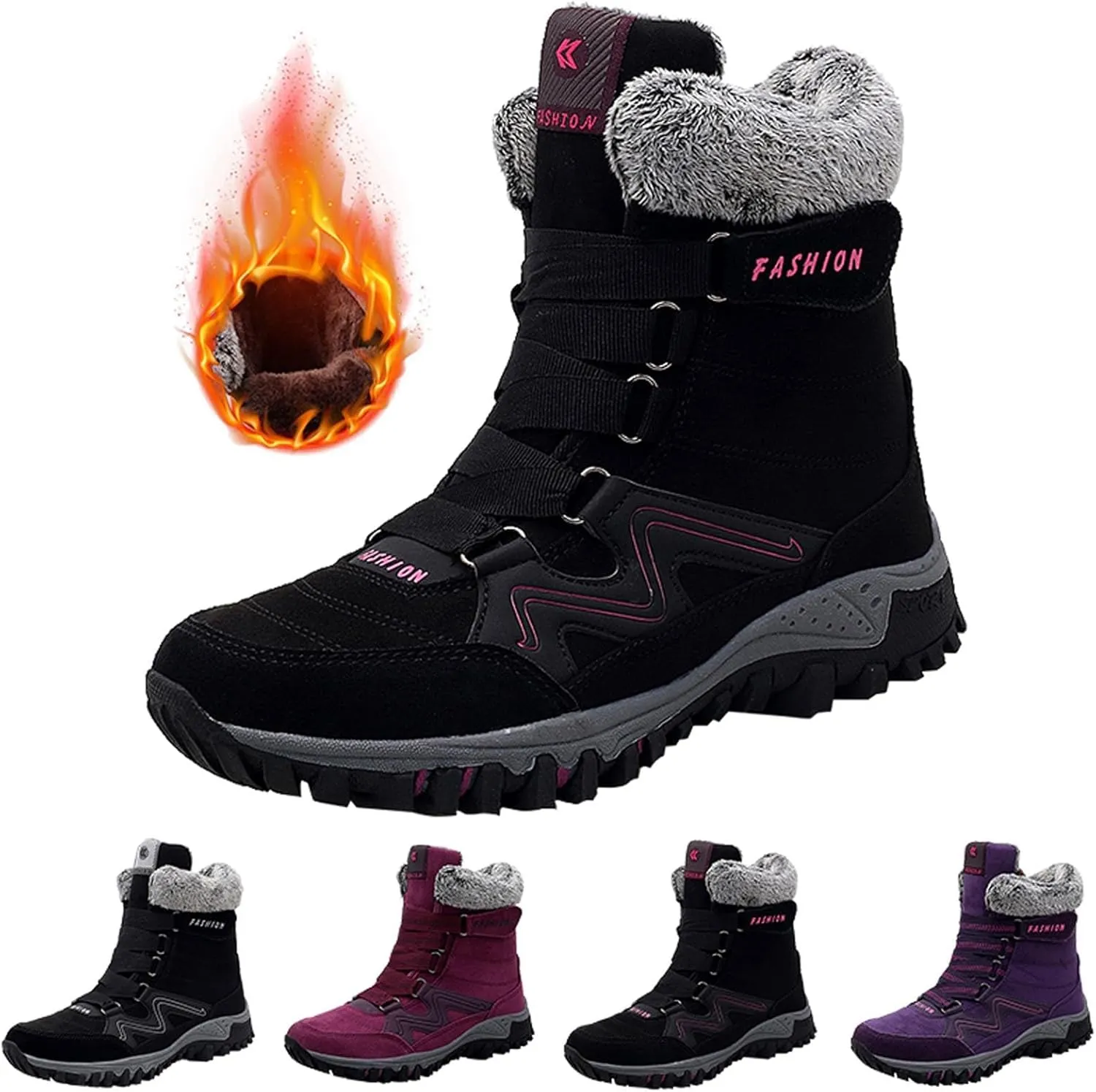 Wide Width Snow Boots for Women Zipper Boots For Women Snow Boots aterproof Women Snow Boots