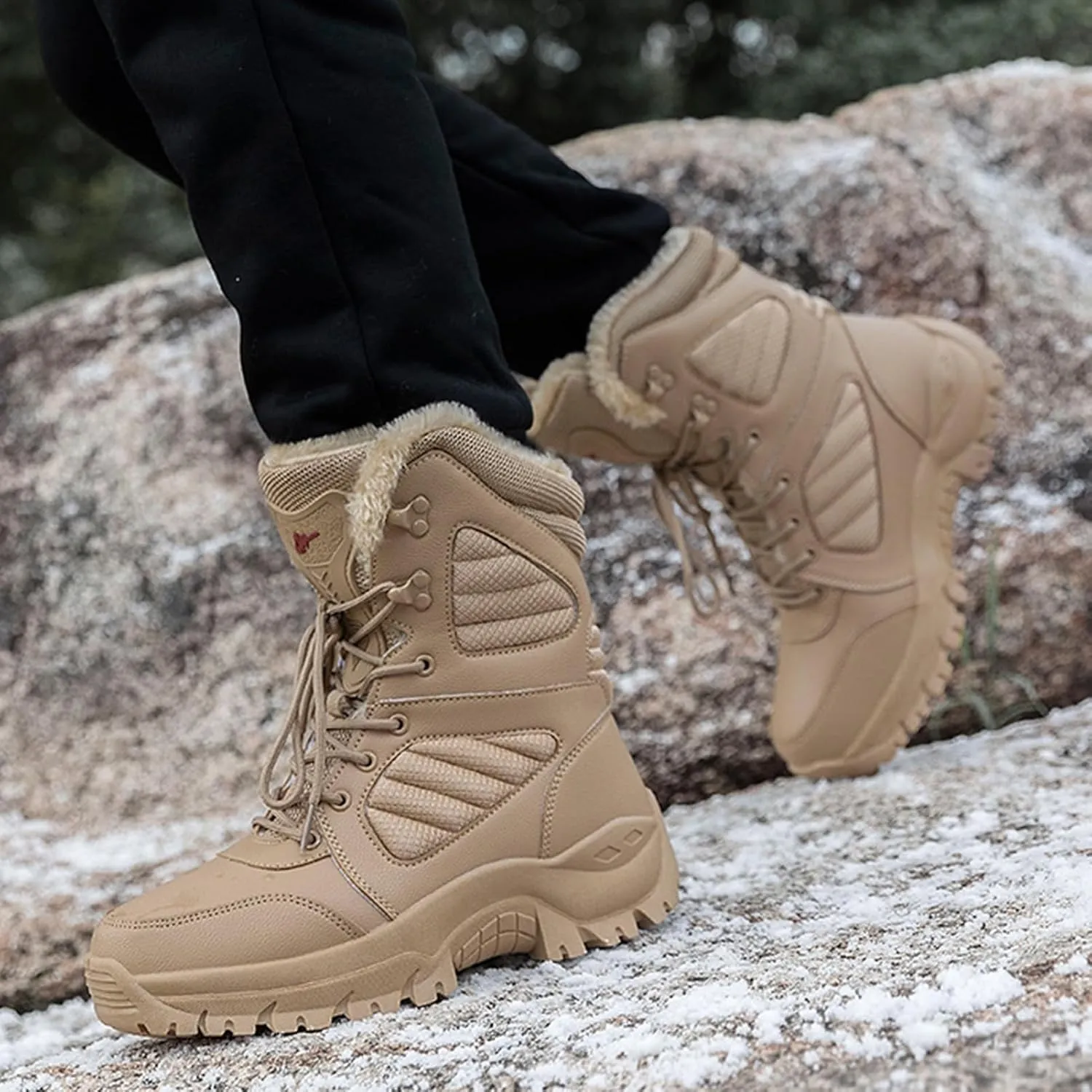 Winter Work Boots,Outdoor High Top Cold-Weather Warm Snow Boots for Men,Comfortable Slip Resistant Snow Shoes for Mens Waterproof,for Camping/Hiking