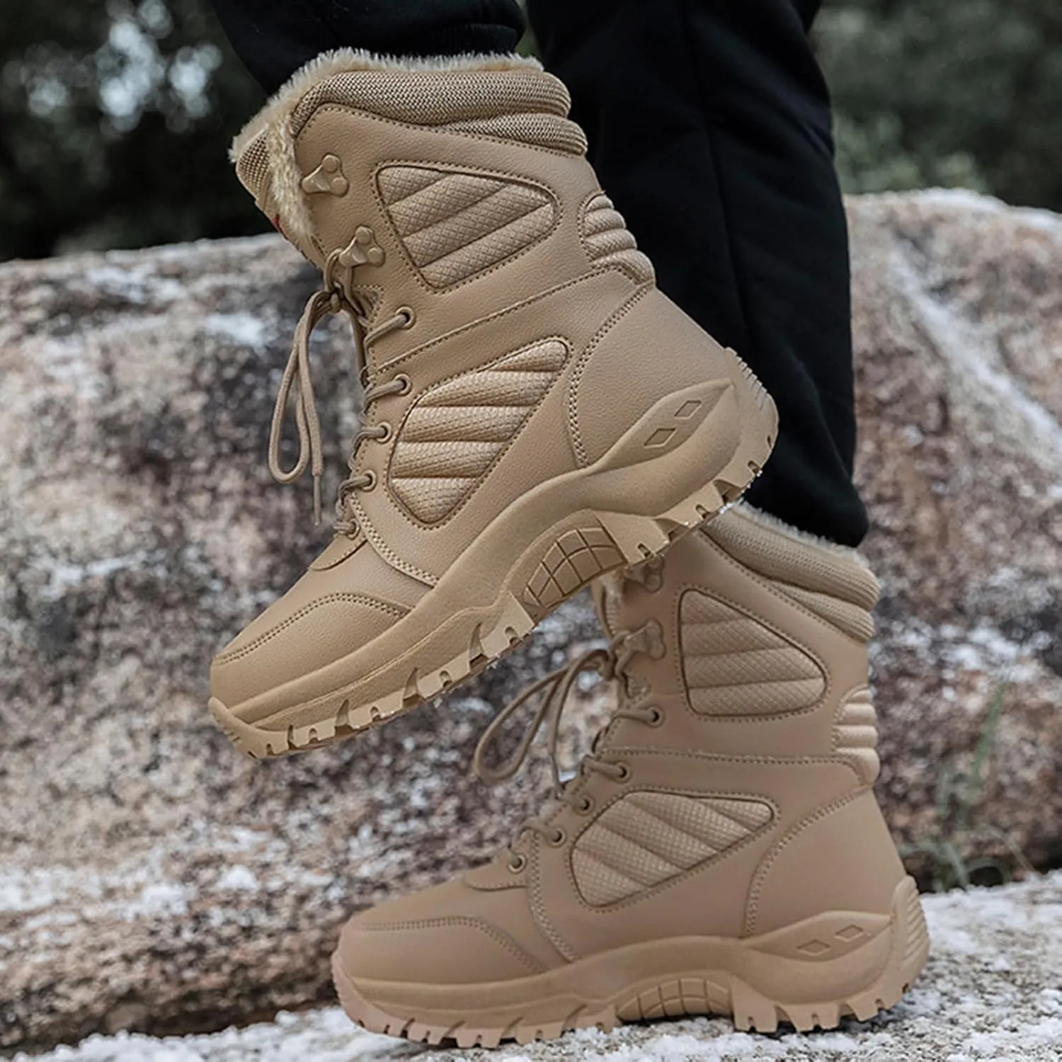 Winter Work Boots,Outdoor High Top Cold-Weather Warm Snow Boots for Men,Comfortable Slip Resistant Snow Shoes for Mens Waterproof,for Camping/Hiking