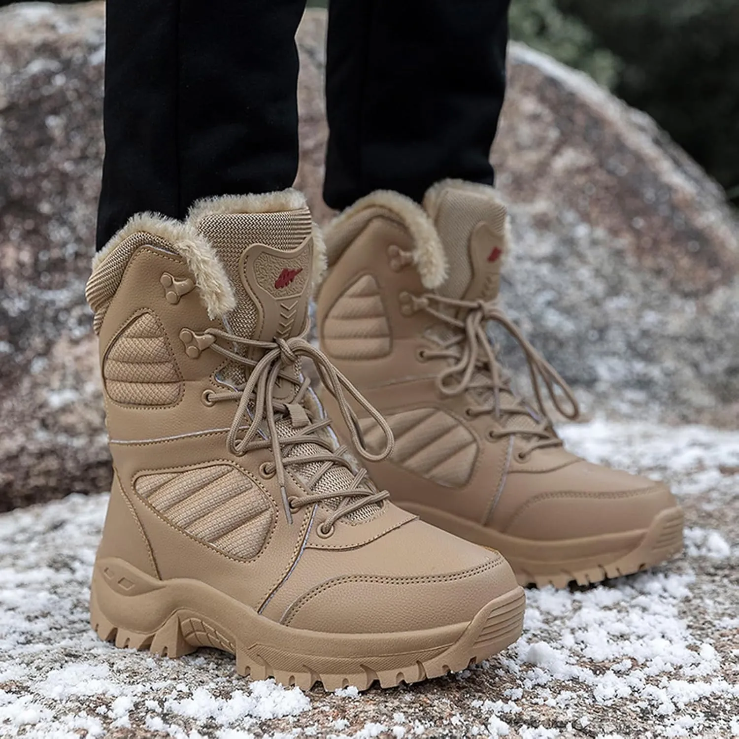 Winter Work Boots,Outdoor High Top Cold-Weather Warm Snow Boots for Men,Comfortable Slip Resistant Snow Shoes for Mens Waterproof,for Camping/Hiking