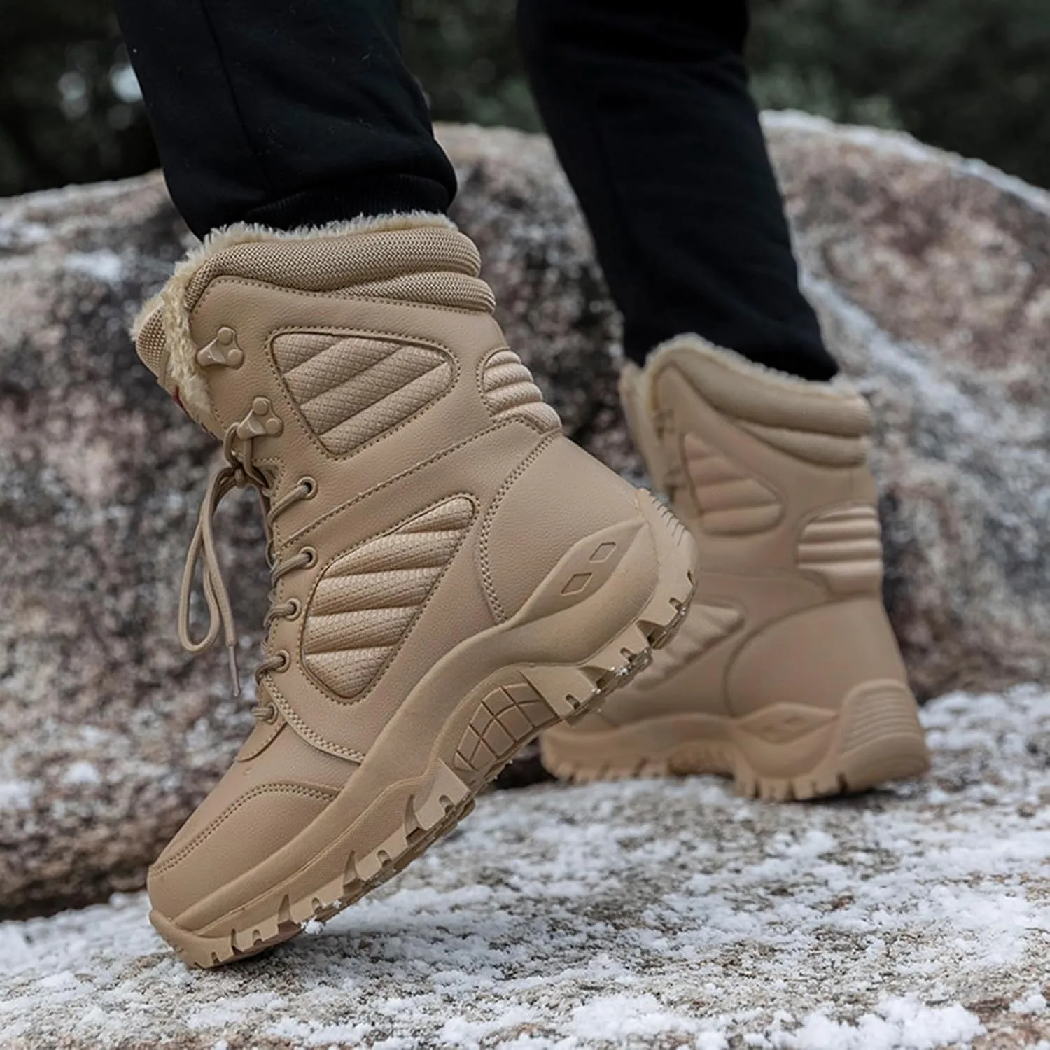Winter Work Boots,Outdoor High Top Cold-Weather Warm Snow Boots for Men,Comfortable Slip Resistant Snow Shoes for Mens Waterproof,for Camping/Hiking
