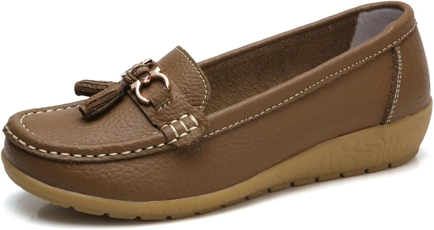 Women Penny Loafer Casual Comfort Slip on Shoes Walking Flat Driving Moccasins Wide Width Shoes Ladies