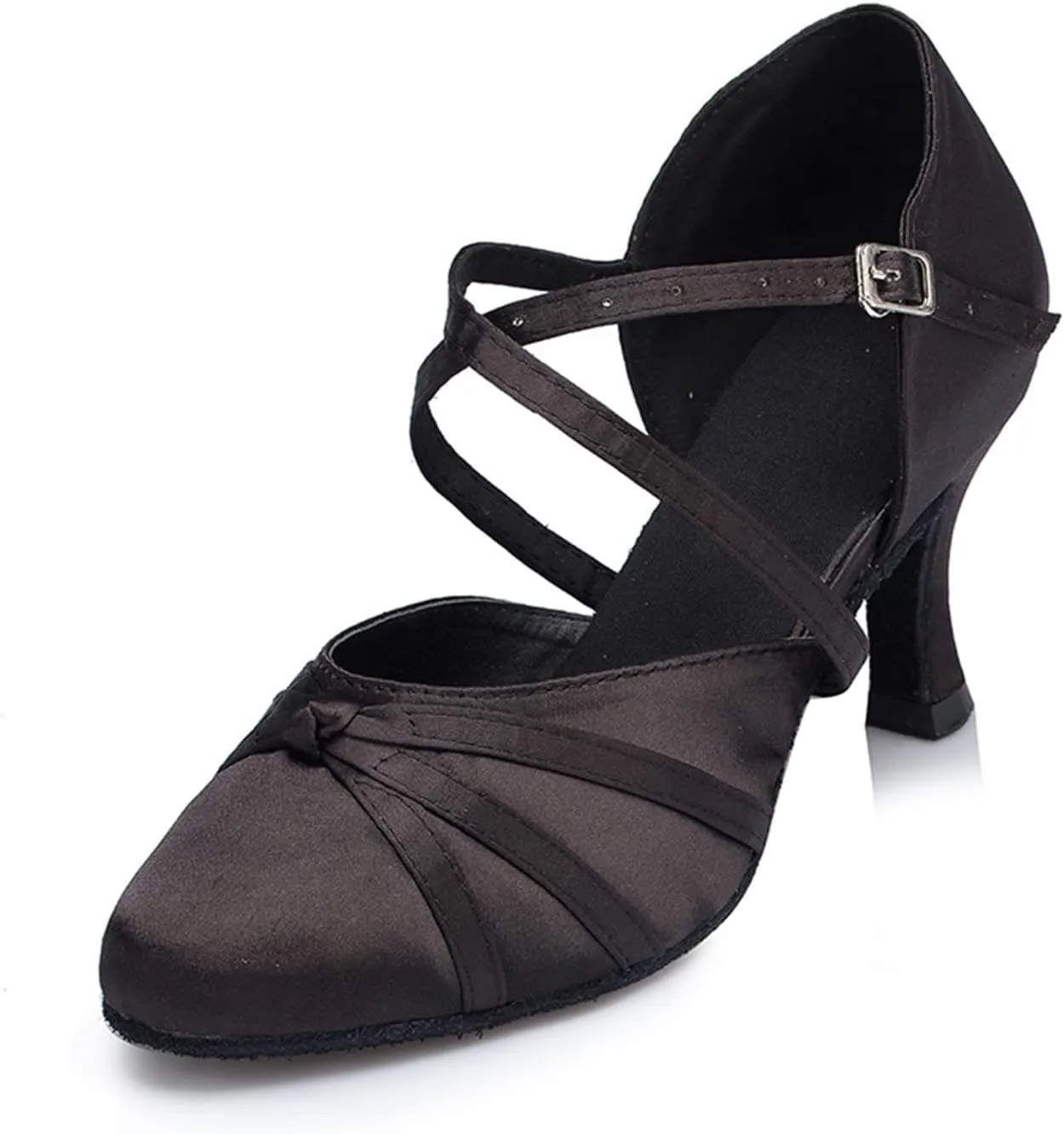 Womens Ballroom Dance Shoes, Comfortable Satin Dance Heels for Indoor, Close Toe Salsa Tango Latin Dance Shoes