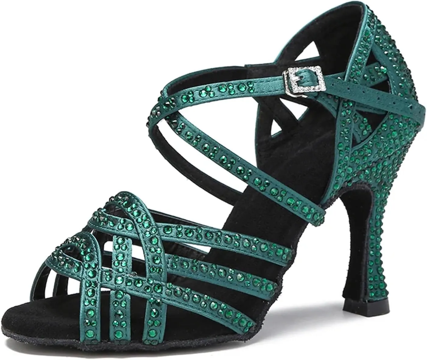 Women's Blue Latin Dance Shoes - Ballroom Salsa Soft Bottom Party Sandals, 10CM/3.9Inch Heel Height