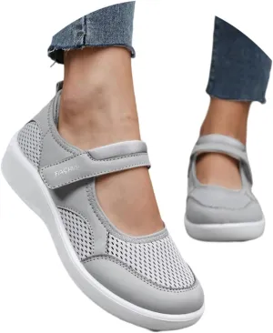 Women's Casual Slip On Shoes Breathable Mesh Flat Comfortable Walking Shoes for Women Adjustable Straps Lightweight Summer Loafers