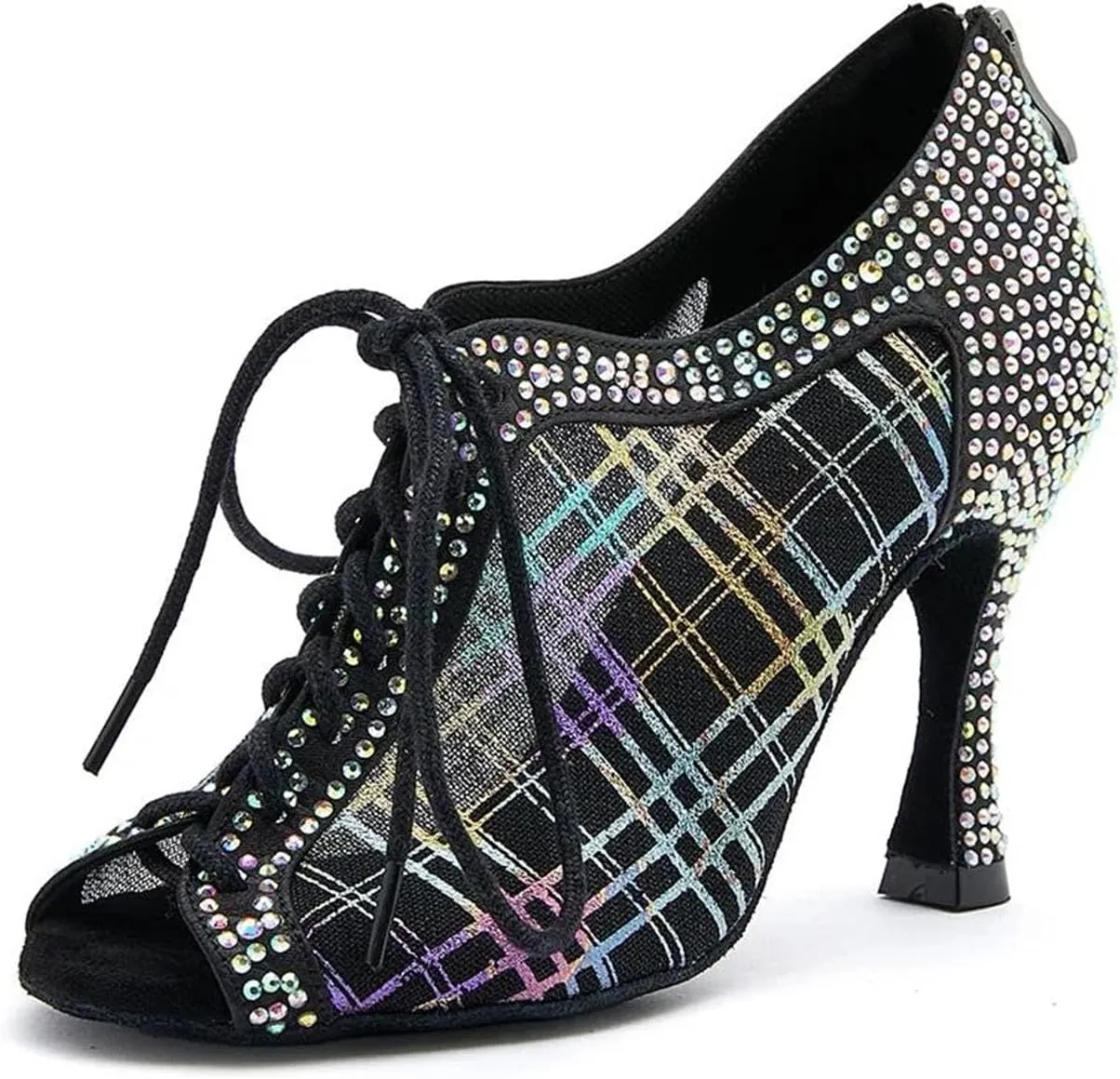 Women's Elegant Latin Dance Shoes - Ballroom Breathable Mesh Lightweight Party Sandals, 10CM/3.9Inch Heel Height