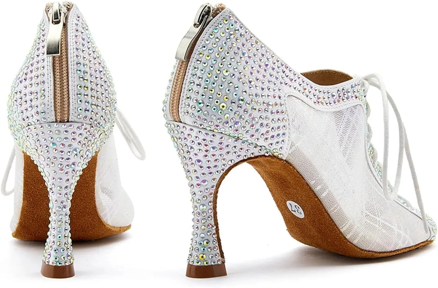 Women's Elegant Latin Dance Shoes - Ballroom Breathable Mesh Lightweight Party Sandals, 10CM/3.9Inch Heel Height