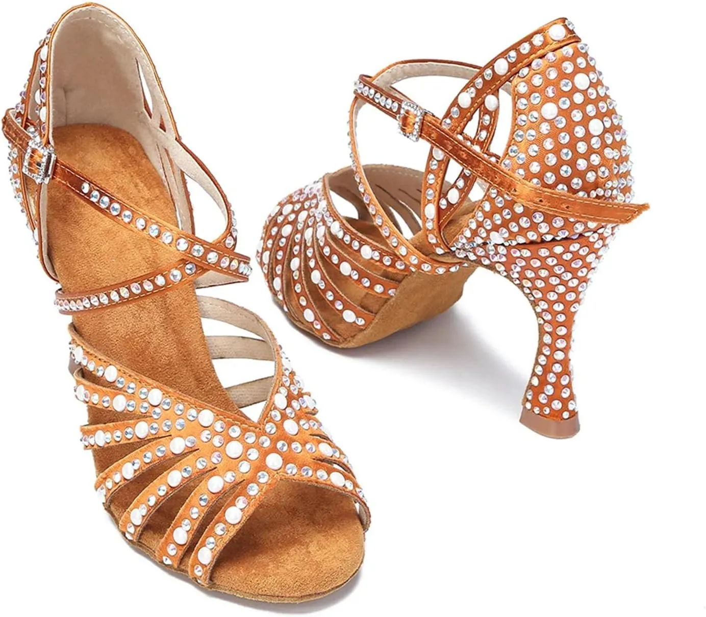 Women's Fashion Latin Dance Shoes - Salsa Samba Ballroom Party Sneakers, 10CM/3.9Inch Heel Height