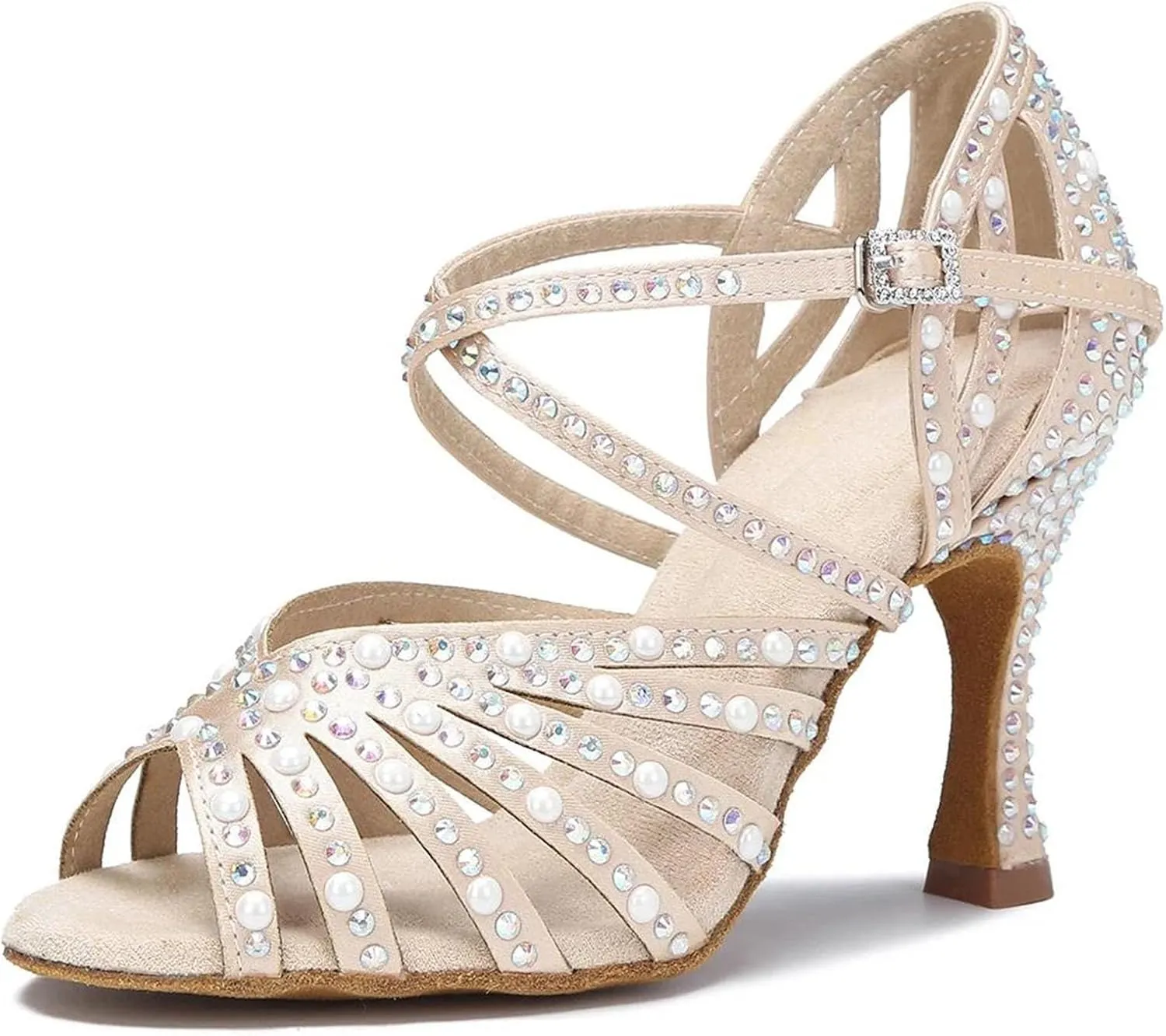 Women's Fashion Latin Dance Shoes - Salsa Samba Ballroom Party Sneakers, 10CM/3.9Inch Heel Height