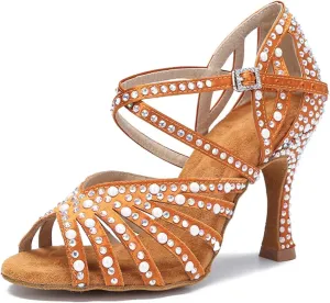 Women's Fashion Latin Dance Shoes - Salsa Samba Ballroom Party Sneakers, 10CM/3.9Inch Heel Height