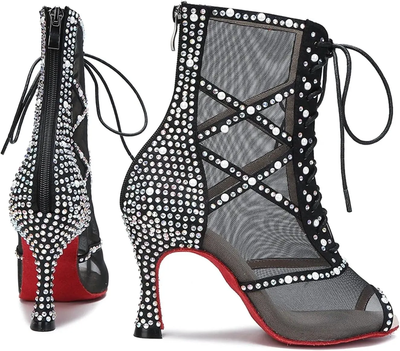 Women's Fashion Party Dance Boots - Sexy Stilettos Latin Ballroom Dancing Shoes, 10CM/3.9Inch Heel Height
