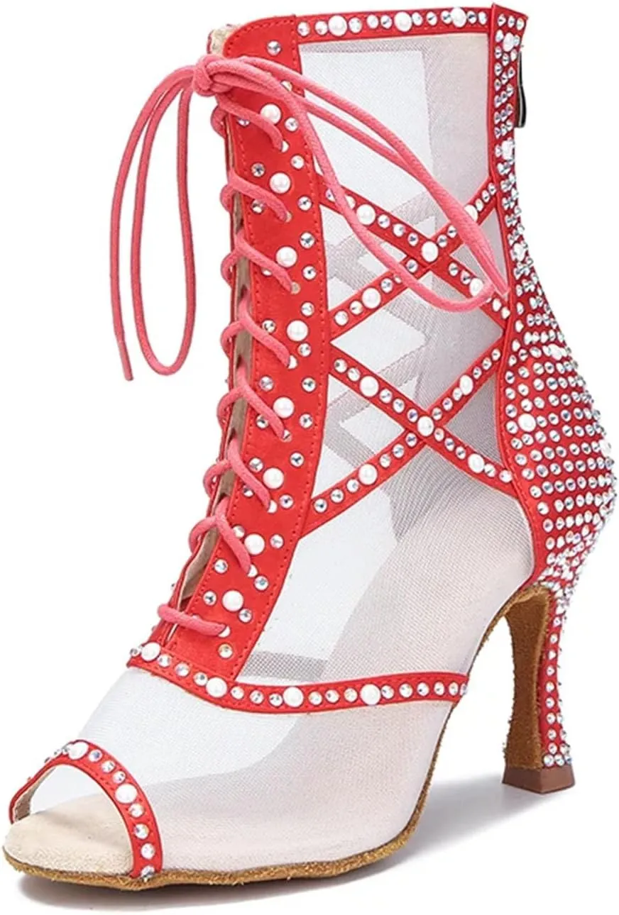 Women's Fashion Party Dance Boots - Sexy Stilettos Latin Ballroom Dancing Shoes, 10CM/3.9Inch Heel Height