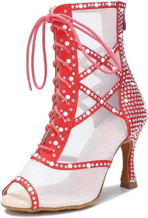 Women's Fashion Party Dance Boots - Sexy Stilettos Latin Ballroom Dancing Shoes, 10CM/3.9Inch Heel Height