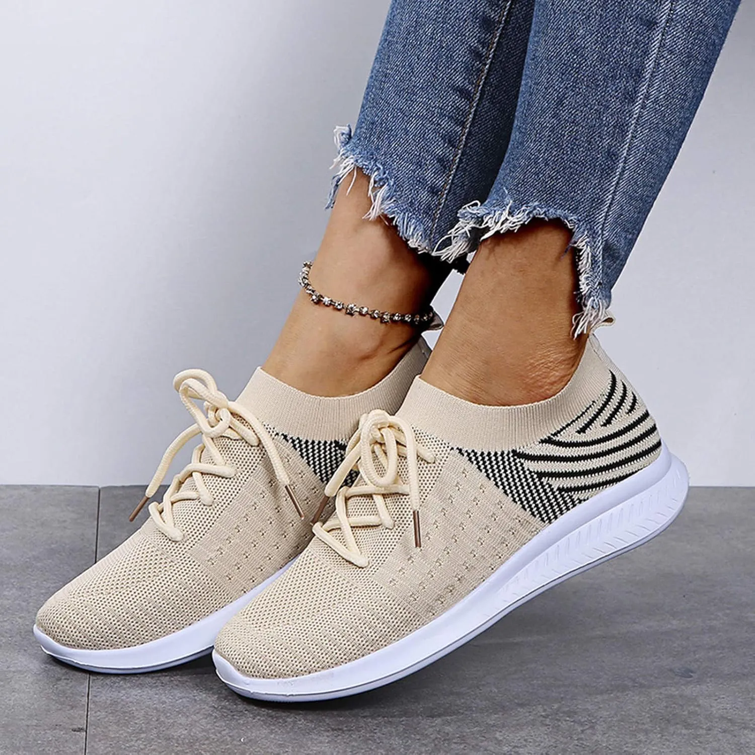 Women's Fashion Sneakers Non Slip Lightweight Casual Breathable Tennis Shoes Work Shopping Travel Mesh Walking Shoes