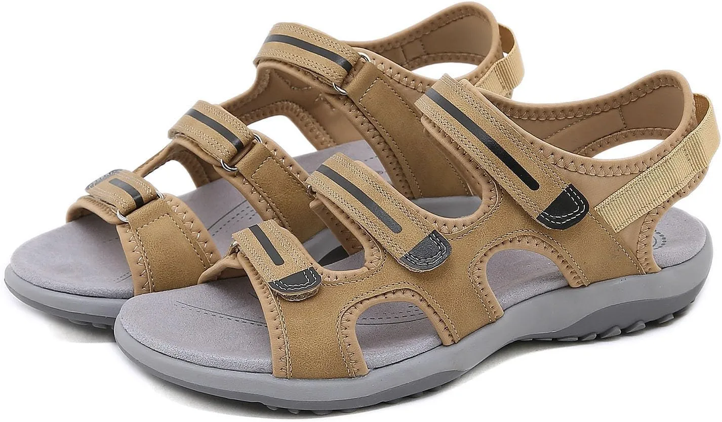 Womens Hiking Sport Sandals Straps with Adjustable Hooks Outdoor Arch Support Athletic Shoes Comfortable Lightweight Walking Soft Insole Beach Vacation Fashion Summer Casual Sandals