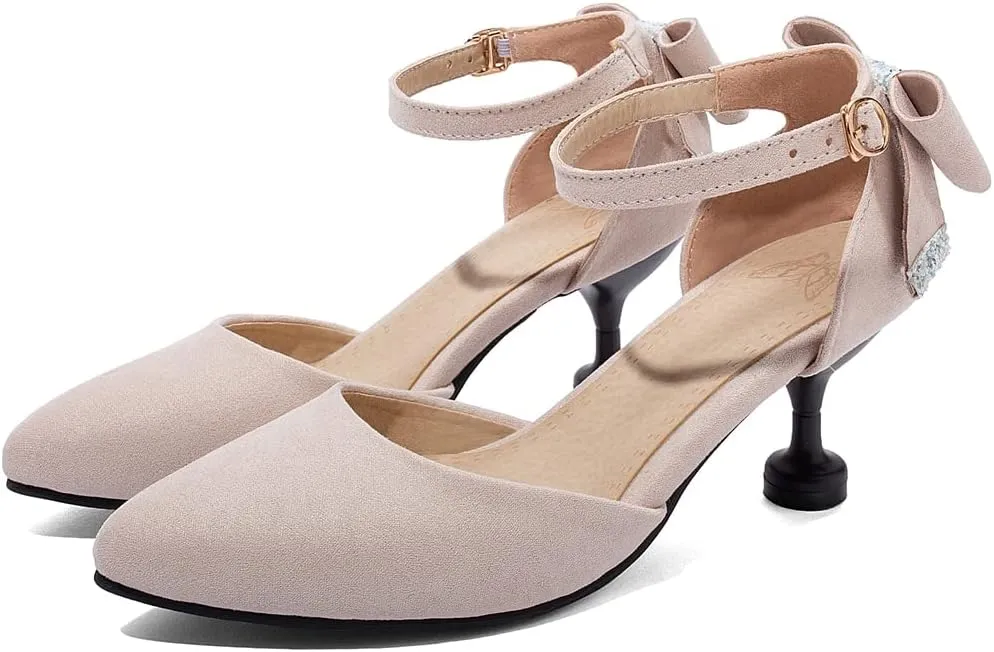 Women's Kitten Low Heel Slingback Pumps Pointed Toe Slip On Sandal Comfy Stiletto Dress Party Shoes