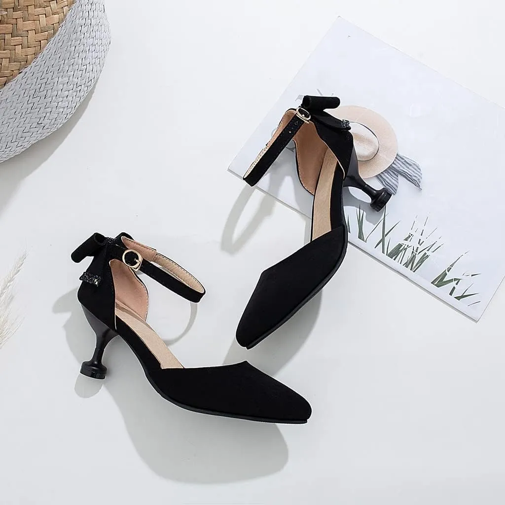 Women's Kitten Low Heel Slingback Pumps Pointed Toe Slip On Sandal Comfy Stiletto Dress Party Shoes