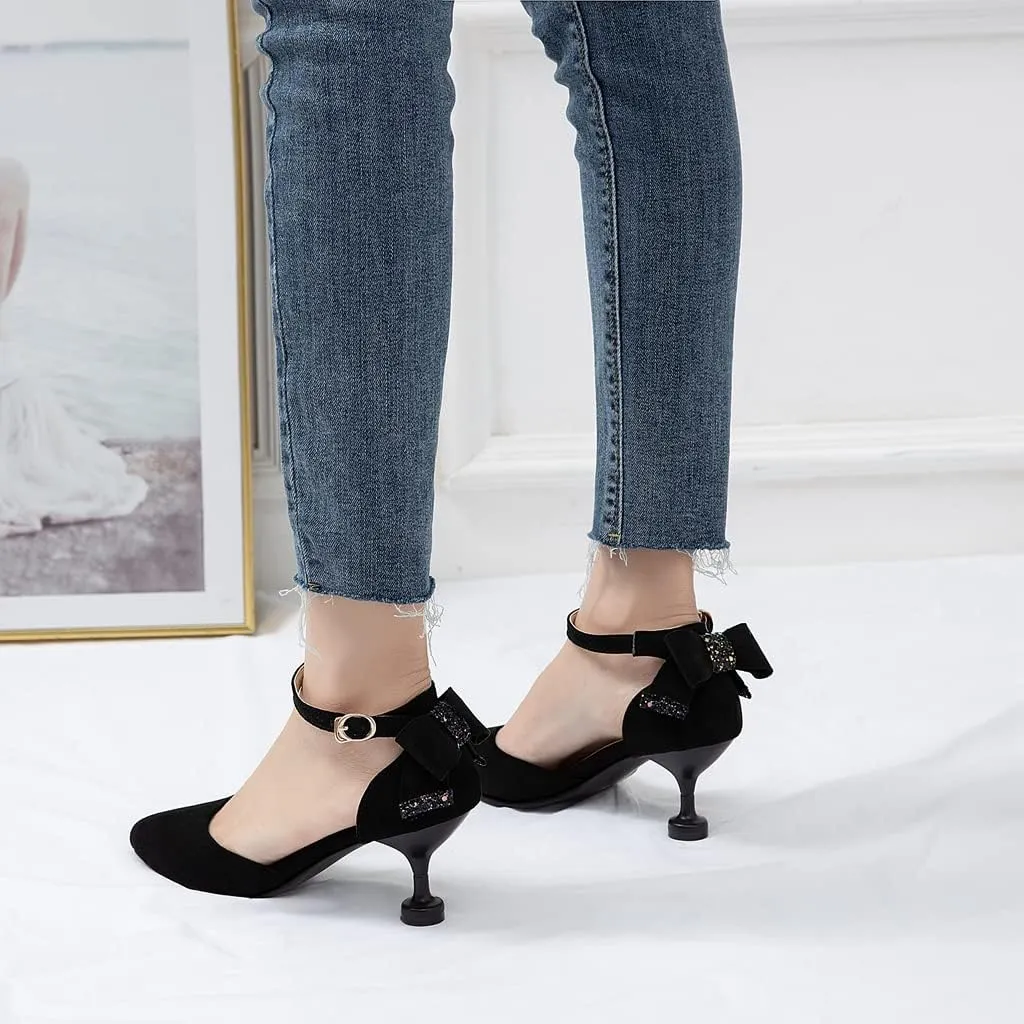 Women's Kitten Low Heel Slingback Pumps Pointed Toe Slip On Sandal Comfy Stiletto Dress Party Shoes