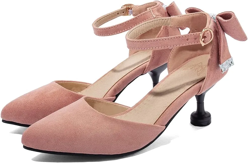 Women's Kitten Low Heel Slingback Pumps Pointed Toe Slip On Sandal Comfy Stiletto Dress Party Shoes