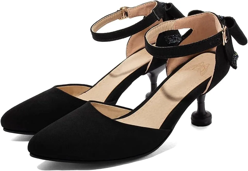 Women's Kitten Low Heel Slingback Pumps Pointed Toe Slip On Sandal Comfy Stiletto Dress Party Shoes