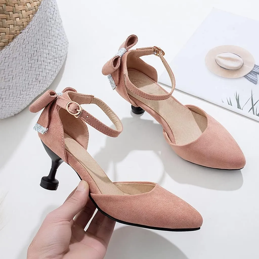 Women's Kitten Low Heel Slingback Pumps Pointed Toe Slip On Sandal Comfy Stiletto Dress Party Shoes