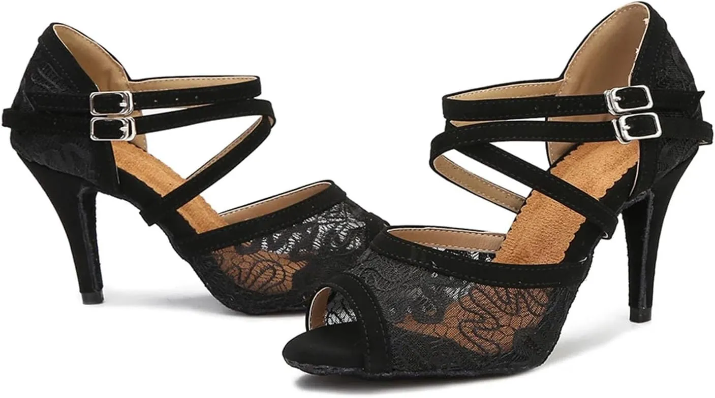 Women's Latin Dance Shoes - Ballroom Salsa Tango Party Heels, 10CM/3.9Inch Heel Height
