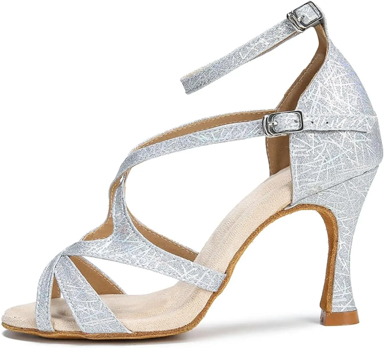 Women's Latin Dance Shoes - Ballroom Tango Salsa Soft Sole Party Sandals, 10CM/3.9Inch Heel Height