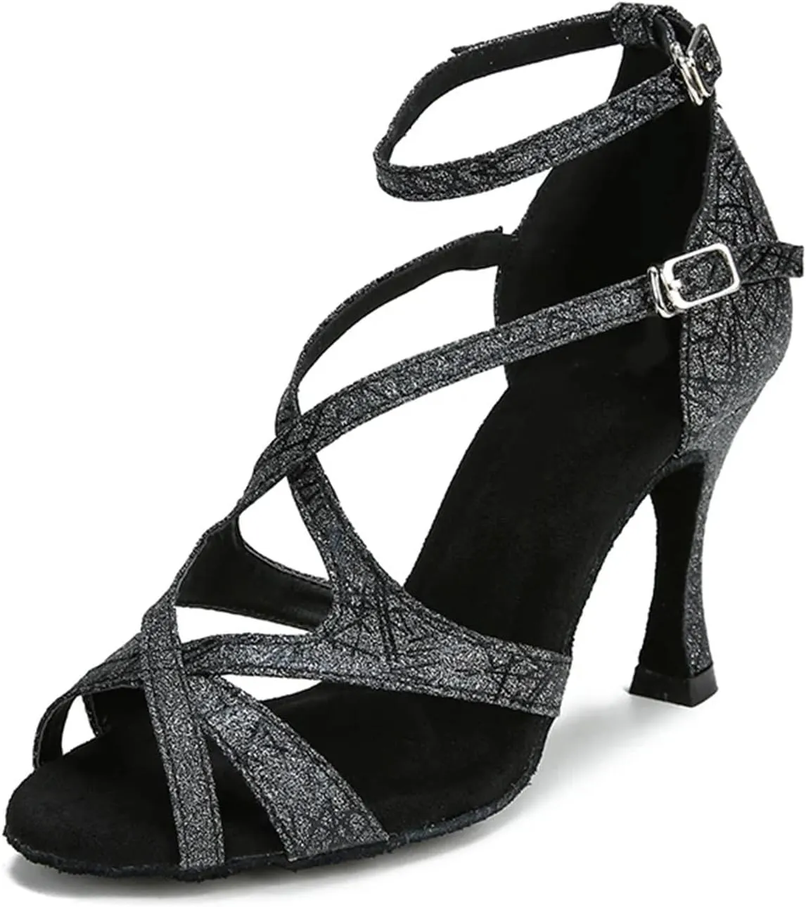 Women's Latin Dance Shoes - Ballroom Tango Salsa Soft Sole Party Sandals, 10CM/3.9Inch Heel Height