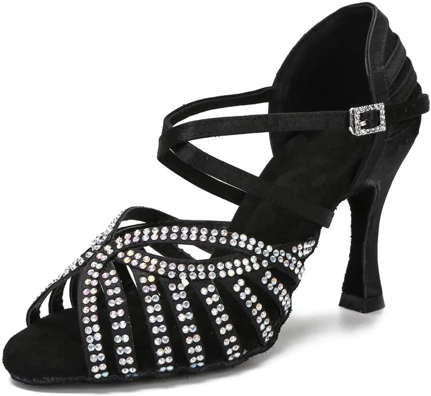 Women's Latin Dance Shoes - Tango Rumba Samba Ballroom Sandals, 10CM/3.9Inch Heel Height