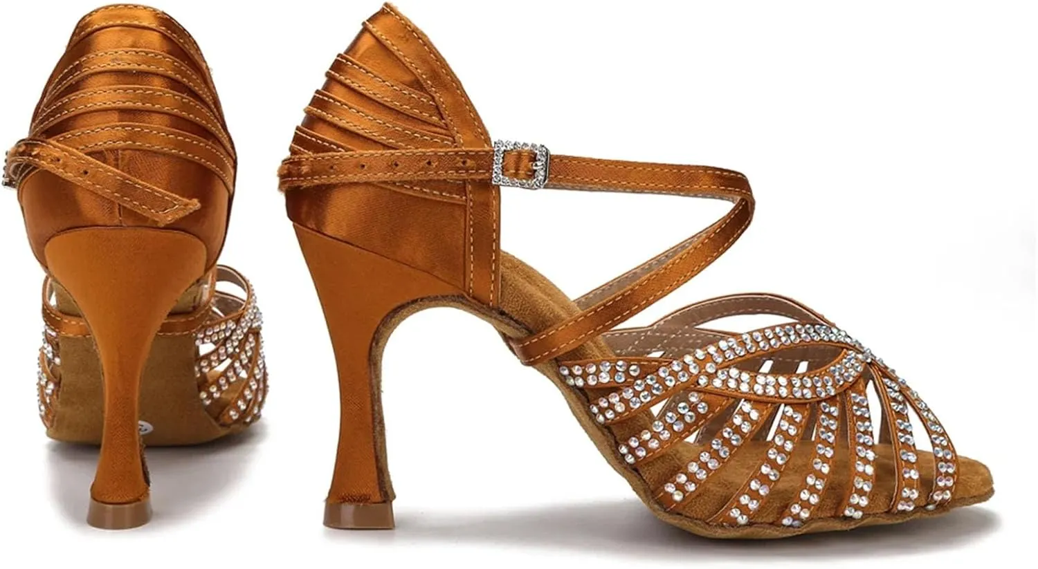 Women's Latin Dance Shoes - Tango Rumba Samba Ballroom Sandals, 10CM/3.9Inch Heel Height