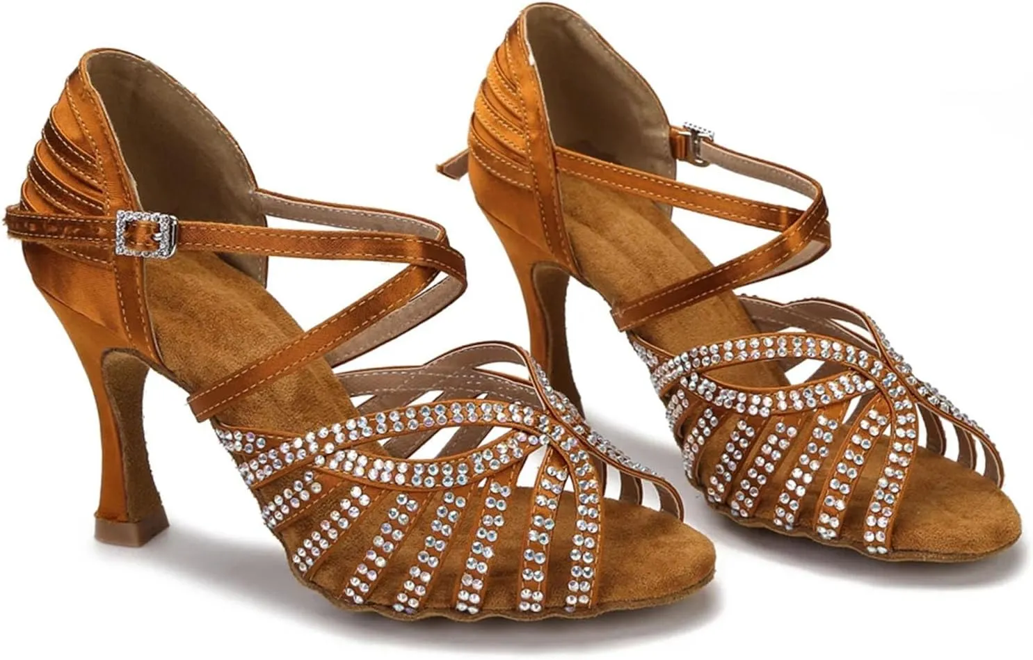 Women's Latin Dance Shoes - Tango Rumba Samba Ballroom Sandals, 10CM/3.9Inch Heel Height