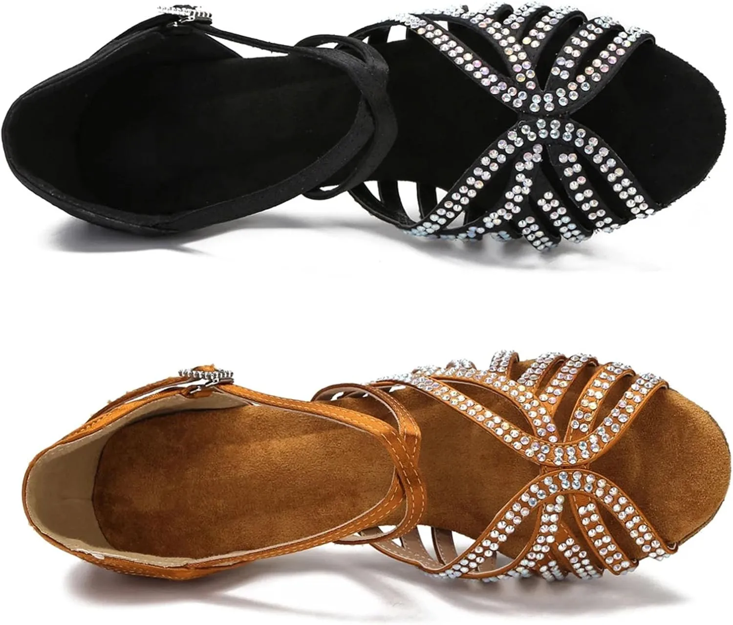 Women's Latin Dance Shoes - Tango Rumba Samba Ballroom Sandals, 10CM/3.9Inch Heel Height