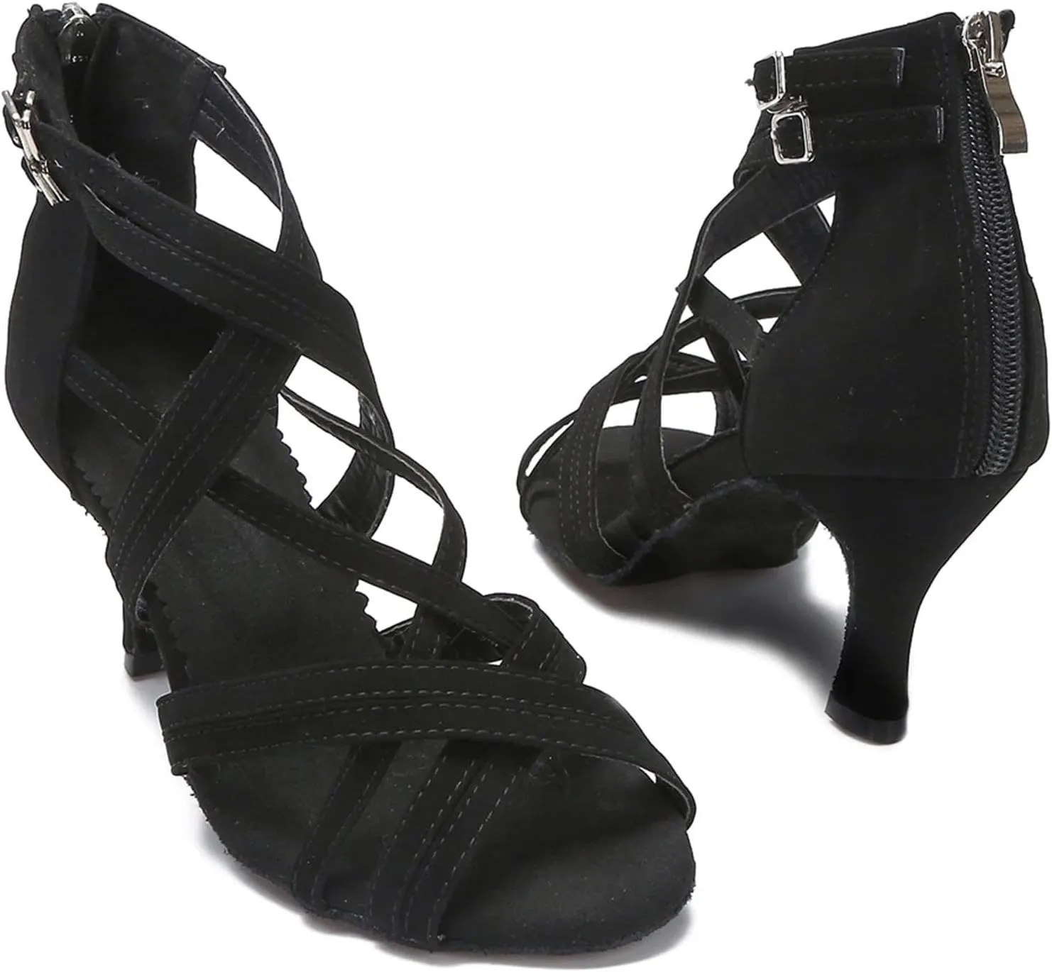 Women's Latin Dance Sneakers - Tango Jazz Salsa Ballroom Professional Shoes, 10CM/3.9Inch Heel Height